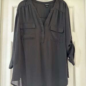 Torrid Harper Georgette Pullover 3/4 Sleeve size 2 color Black